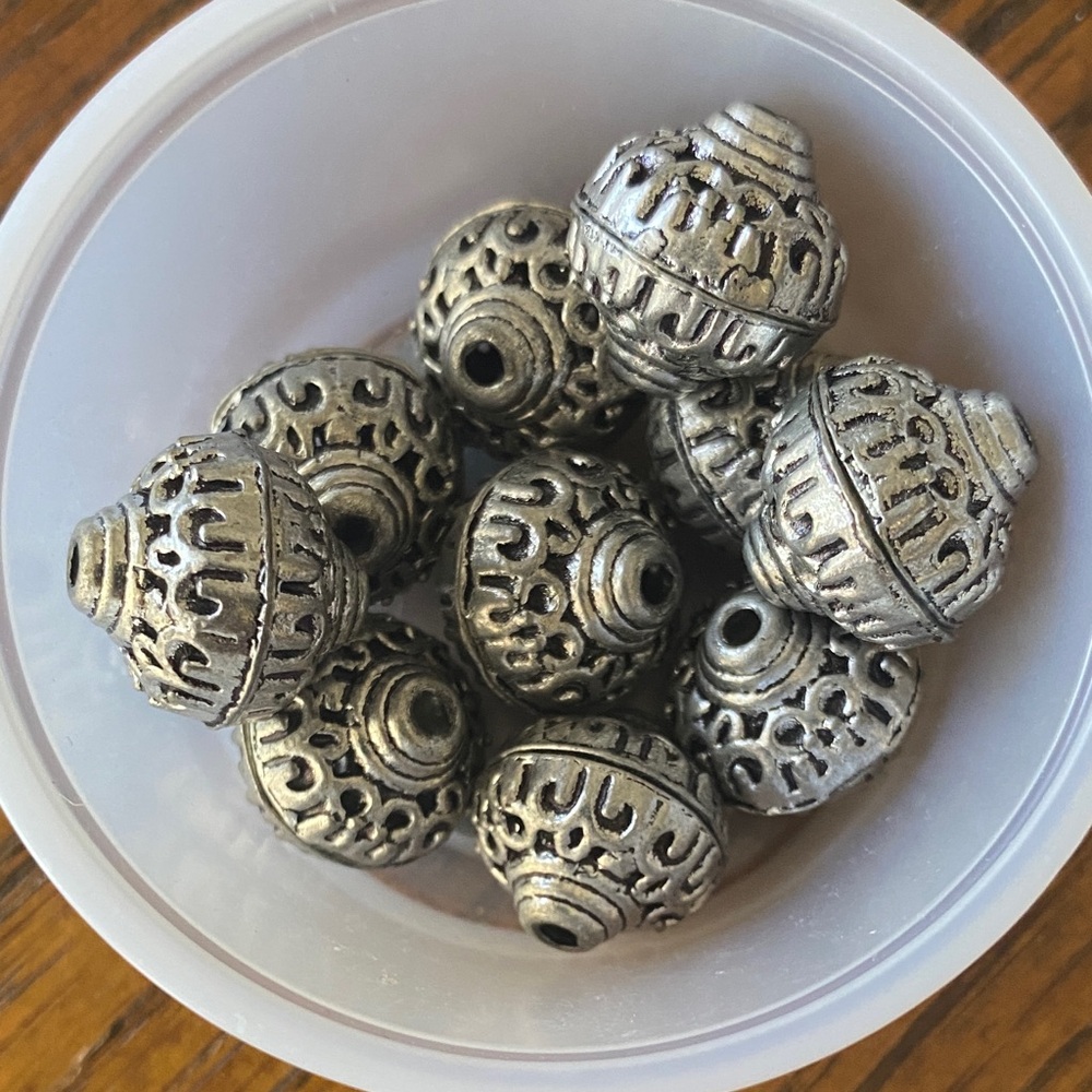 10 Pieces Silver Metal Focal Beads